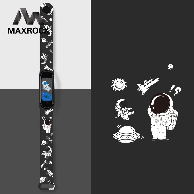 Dây đeo cổ tay họa tiết hoạt hình thay thế cho Xiaomi Mi Band 6 5 4 3
