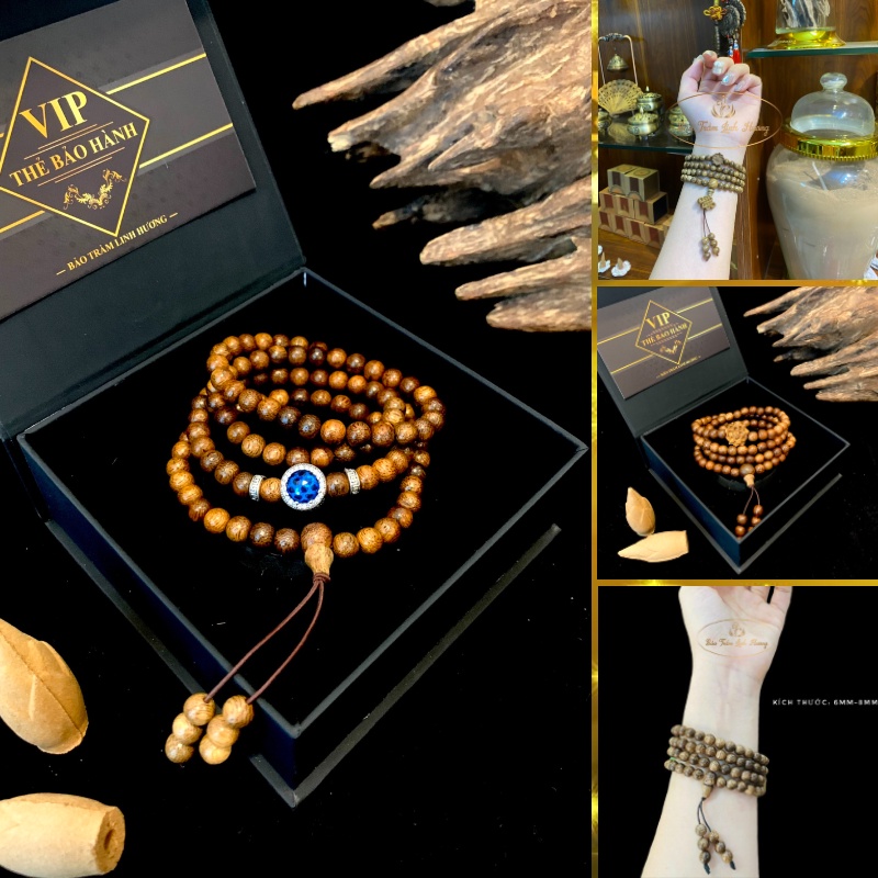 Vòng Tay Trầm Hương [ CHÍNH HÃNG ] Chuỗi Tràng 108 Hạt Chuẩn Tự Nhiên 4 - 6 - 8mm Cao Cấp Quà Tặng Cho Nam Nữ - 108 Tốc