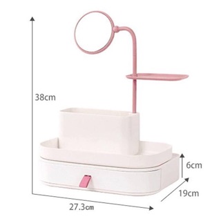 Kệ mỹ phẩm nhiều ngăn kéo tiện dụng, có kèm gương tròn 