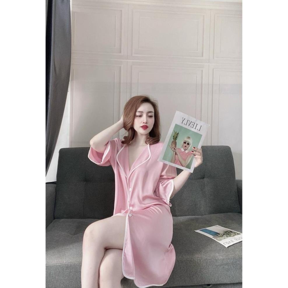 Đầm Ngủ Lụa NADO,Váy Sơ Mi Mặc Nhà Ngủ Tay Lở Dáng Suông Vải Mát Thời Trang Nữ  Dưới 70kg Nhiều Màu Viền Màu | BigBuy360 - bigbuy360.vn