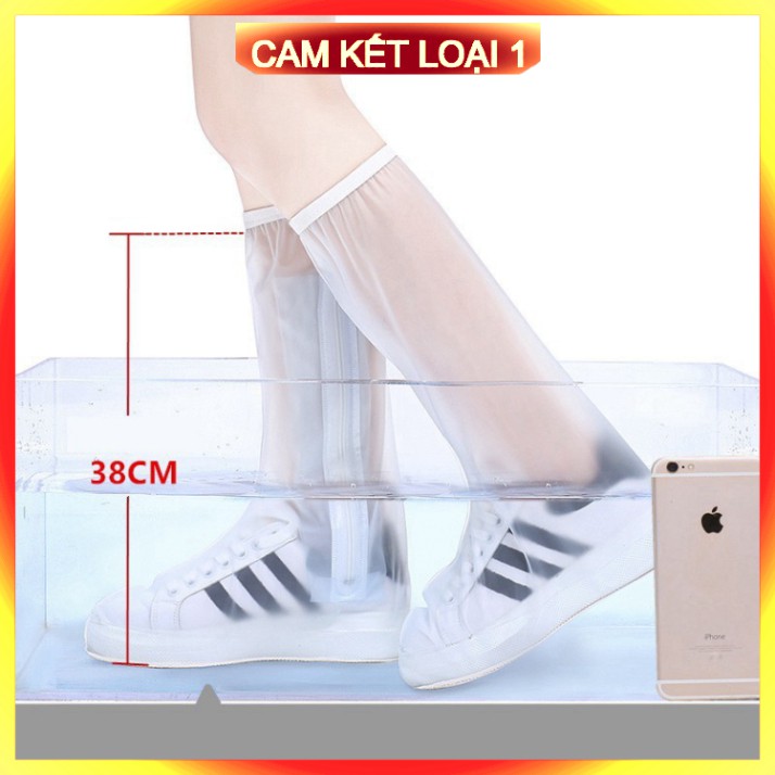 (Loại Dày) Ủng bọc giày đi mưa cổ cao - Đế cao su - Chống nước - Chống trượt - Nhựa PVC cao cấp