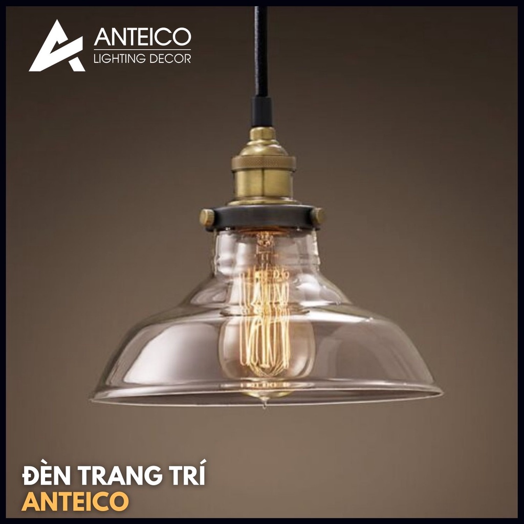 Đèn thả restro chao thuỷ tinh màu hổ phách cổ điển TH038 trang trí nhà cửa quán xá  Anteico Decor Lighting