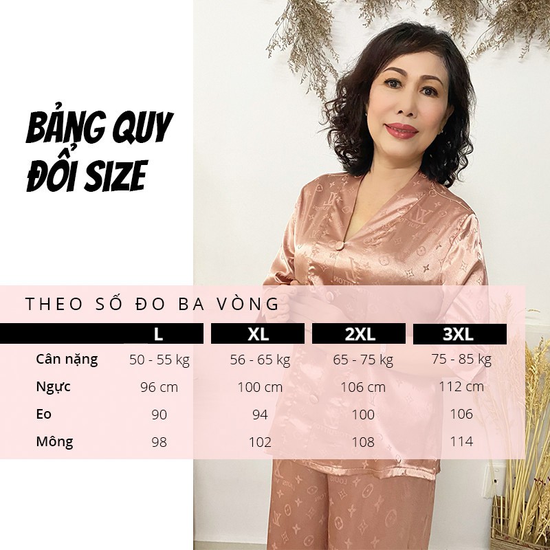 Đồ bộ trung niên SBORG cổ chui lụa hongkong siêu mát mặc xuân hè thoải mai de thương bigsize 50-85 kg quà tặng mẹ