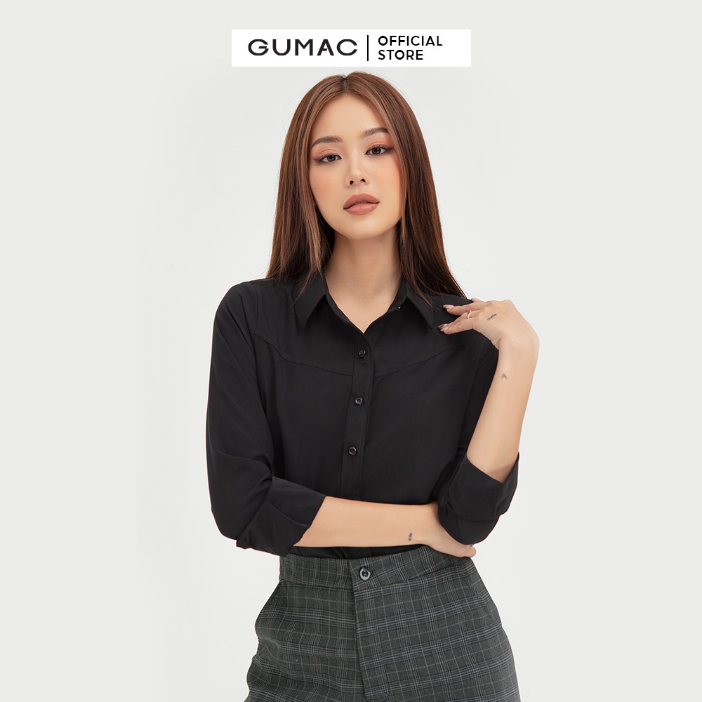 [Mã WABRGUSBD2 giảm 10% tối đa 50k đơn từ 250k] Áo sơ mi nữ phối đô GUMAC đồ công sở thanh lịch AB431 | BigBuy360 - bigbuy360.vn