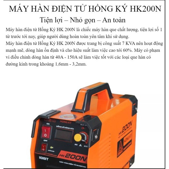 Máy hàn hồng ký chống giật,máy hàn điện tử loại nào tốt - Máy hàn que Hồng ký HK 200N, Dễ Dàng Sử Dụng, bảo Hành 12tháng