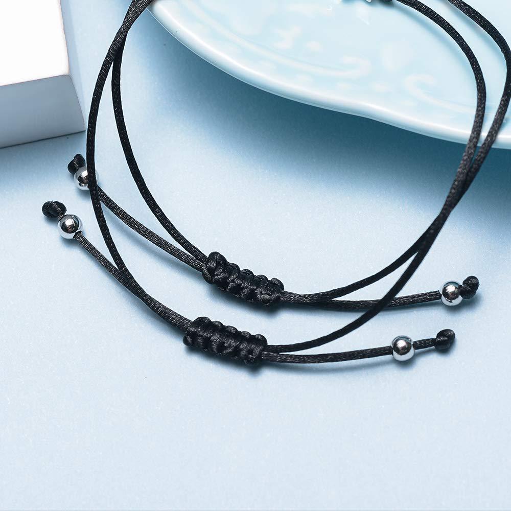 Bộ 2 Vòng Đeo Tay Dây Bện Mặt Hình Trái Tim Nhỏ Dễ Thương Có Thể Điều Chỉnh Thời Trang Cho Cặp Đôi