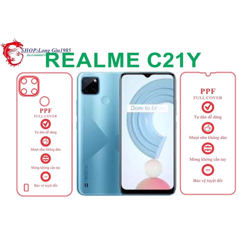 Realme C21Y miếng dán trong Ppf mặt sau và mặt trước chống va đập chống trầy xước