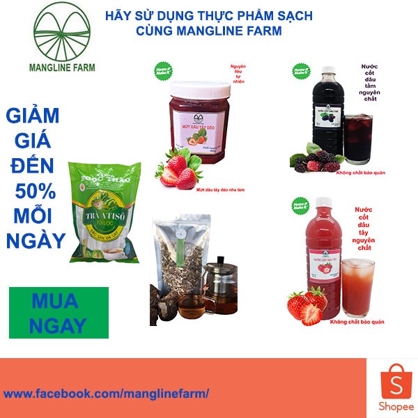 Mứt dâu tây Mangline Farm 1kg chua ngọt mềm dẻo thơm ngon Đặc sản Đà Lạt