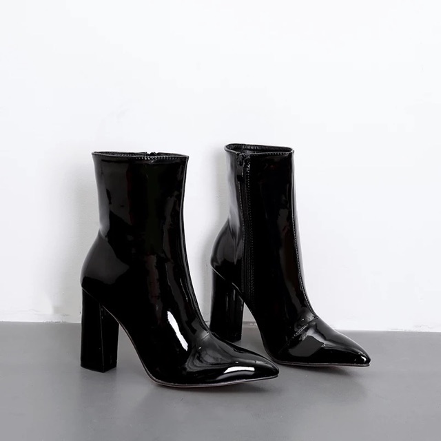 (ODER 5 ngày) Boots nữ da bóng cổ ngắn thời trang 9cm | BigBuy360 - bigbuy360.vn