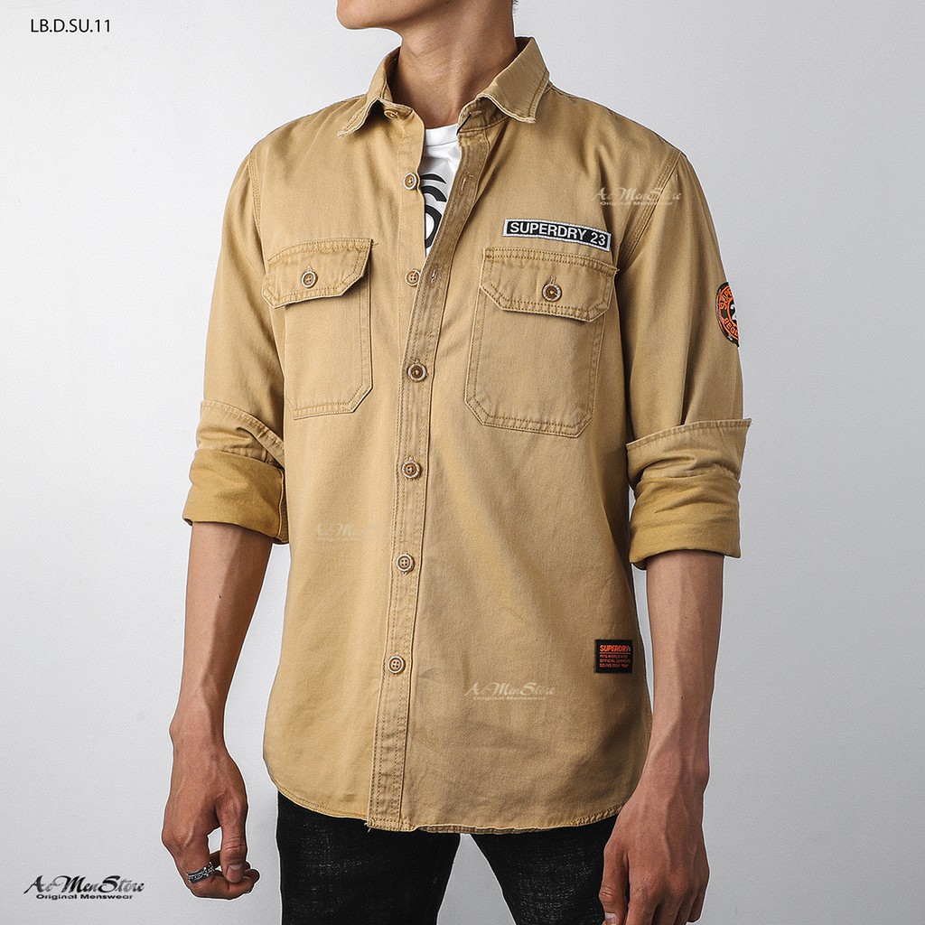 Áo sơ mi denim nam màu vàng mẫu mới 2020 thời trang nam Musland