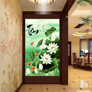 Tranh dán tường 3d phong thủy đầm sen khổ to