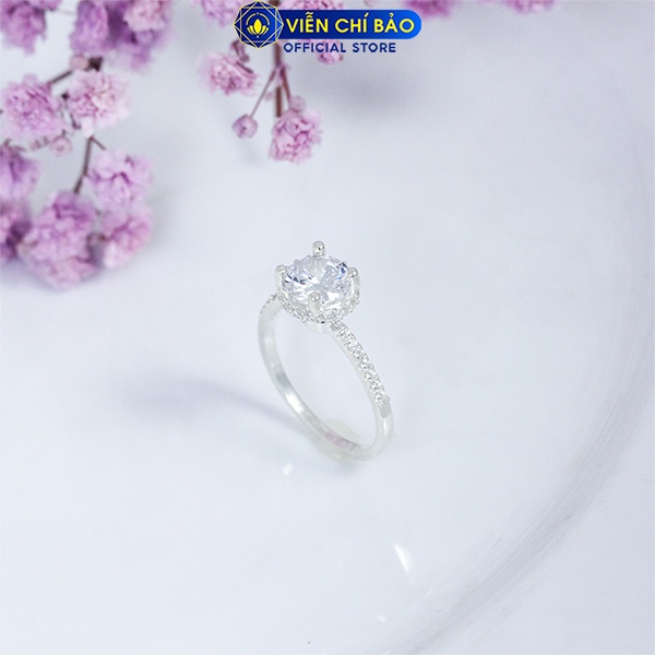 Nhẫn bạc nữ đá tròn new chất liệu bạc S925 thời trang phụ kiện trang sức nữ trẻ trung Viễn Chí Bảo N400400x