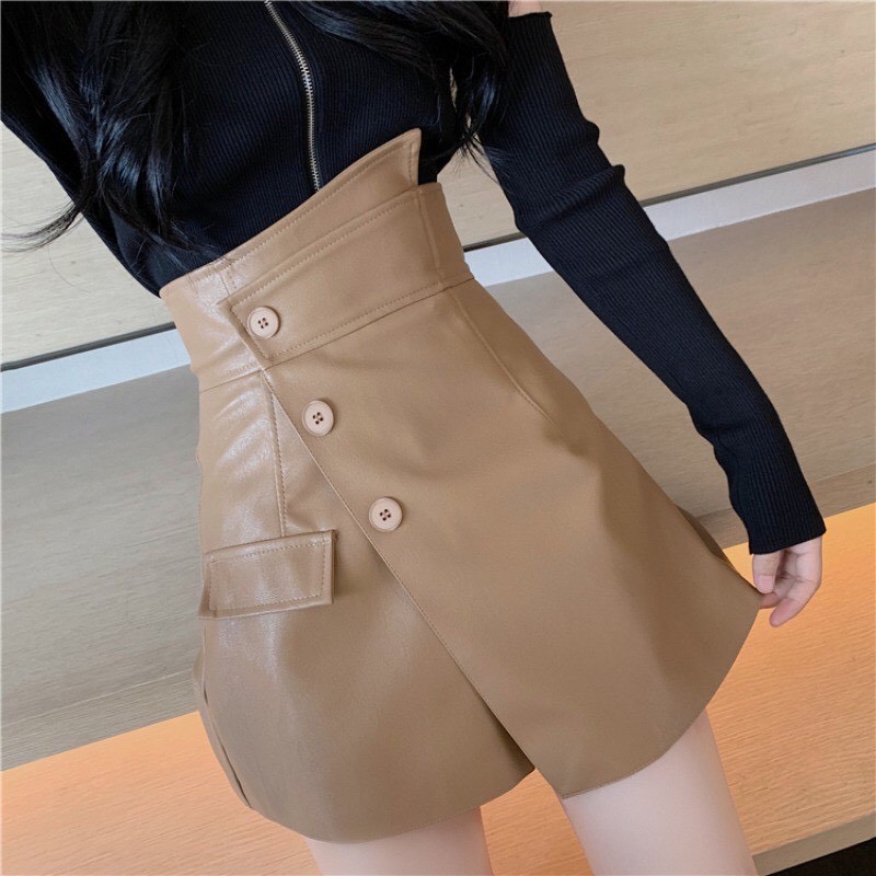 Chân váy da khuy lệch quảng châu hàng đẹp - quần short cạp cao ống rộng | BigBuy360 - bigbuy360.vn