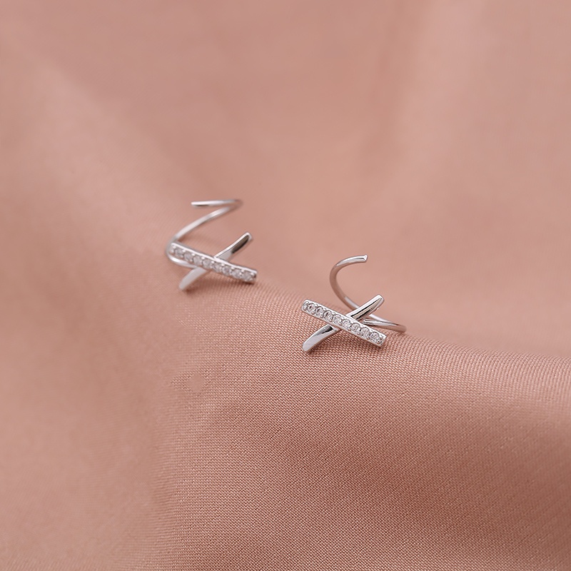 Bông tai bạc nữ thật DaLiA Jewelry khuyên tai chữ X dạng móc gài thu hút hoa tai basic dễ đeo cho nàng