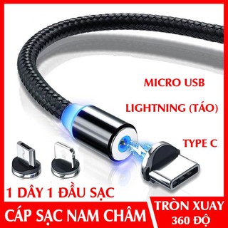 Dây Cáp Sạc Nam Châm Từ, Led Phát Sáng Hit Mạnh, cáp sạc samsung oppo, dây sạc điện thoại đa năng 3 đầu