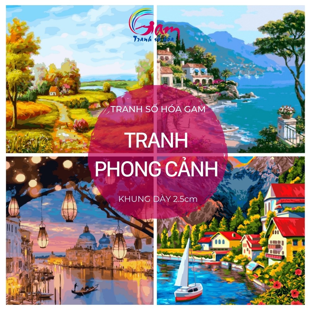 ✵Tranh tô màu số hoá Gam CHUẨN MÀU phong cảnh đẹp hot nhất | Shopee Việt Nam