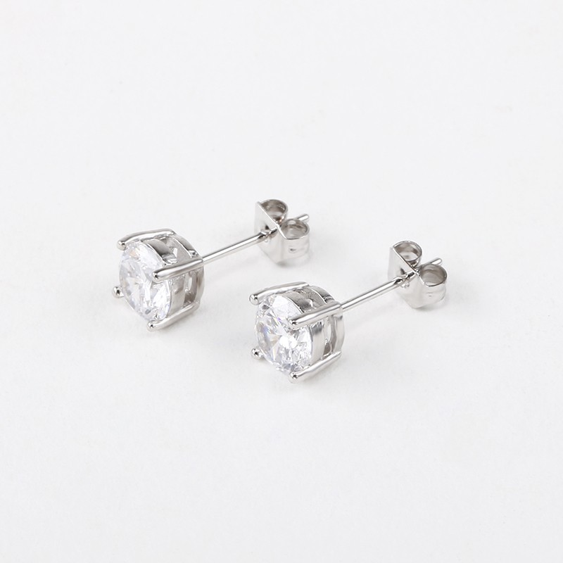 Khuyên tai đính đá zircon đơn siêu lấp lánh phong cách Hàn Quốc dễ phối đồ thời trang cho học sinh/nhân viên văn phòng