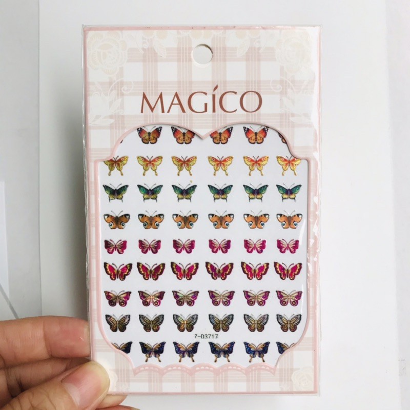 Sticker dán móng bướm nhũ màu-hình dán nail