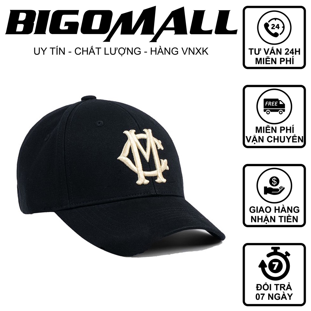 Mũ lưỡi trai Miken thêu logo MC chữ lồng BIGOMALL - Nón lưỡi trai Miken nam nữ unisex chất kaki dày dặn thông dụng