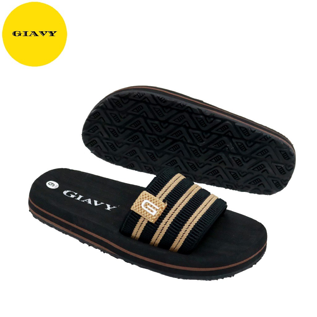 Dép xốp nữ quai ngang sọc mix màu M12 - GIAVY