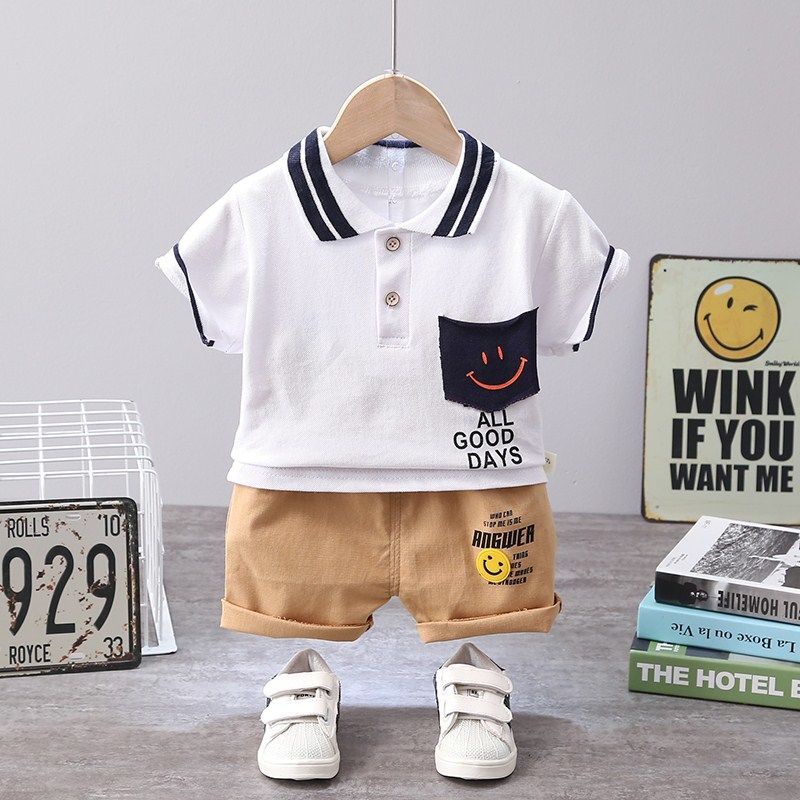 Set đồ mùa hè 2 món gồm áo thun cotton tay ngắn + quần ngắn thời trang cho bé trai