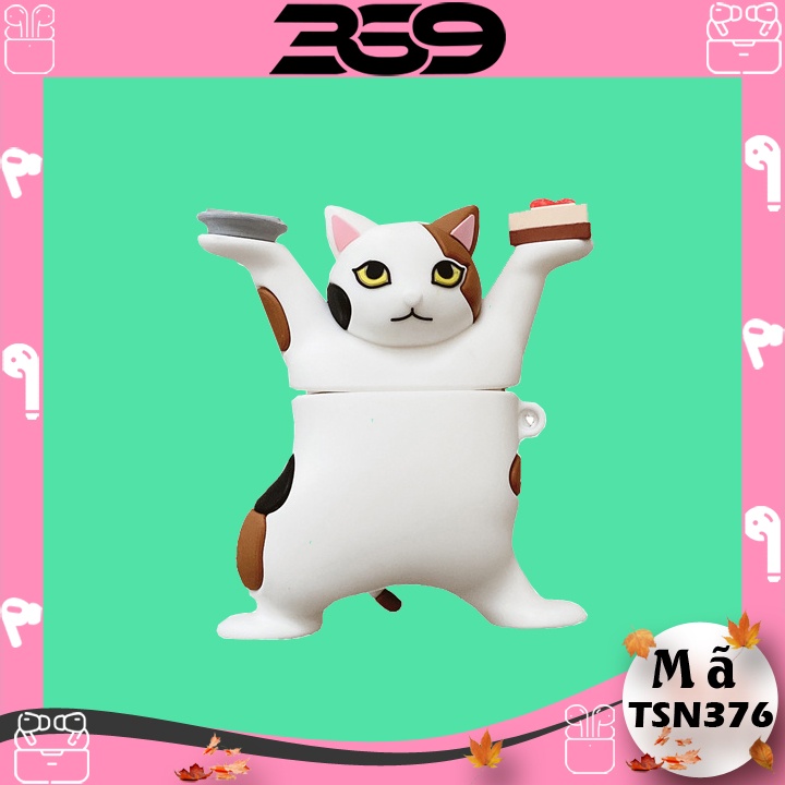 Vỏ Case Airpods 1/2/3/Pro Mồn Lèo, Ốp Airpods Mèo Tam Thể cực chất - Mã TSN376