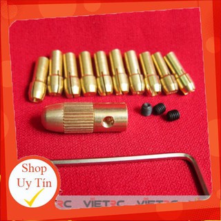Bộ đầu kẹp mũi khoan 10 món cho motor trục 2.3mm/3.17mm