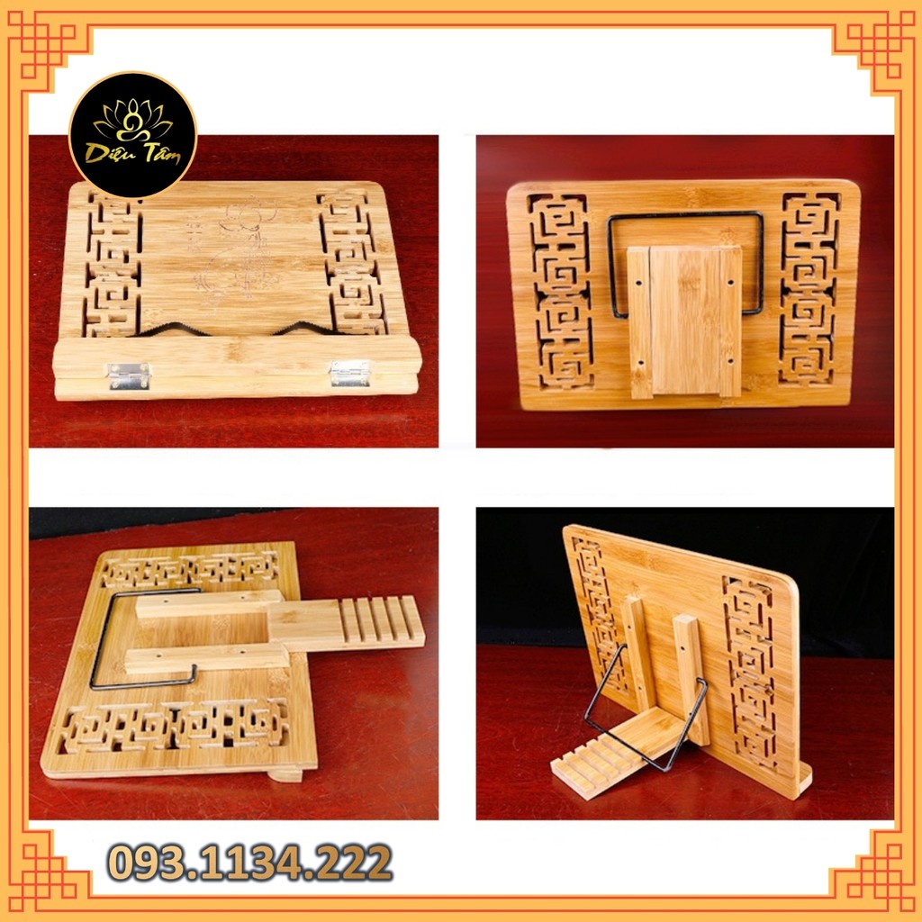 Kệ đọc kinh Sách, Giá Đỡ Đọc Sách Bằng Gỗ Tre Hoàn Toàn Tự Nhiên size Kệ 29x39cm