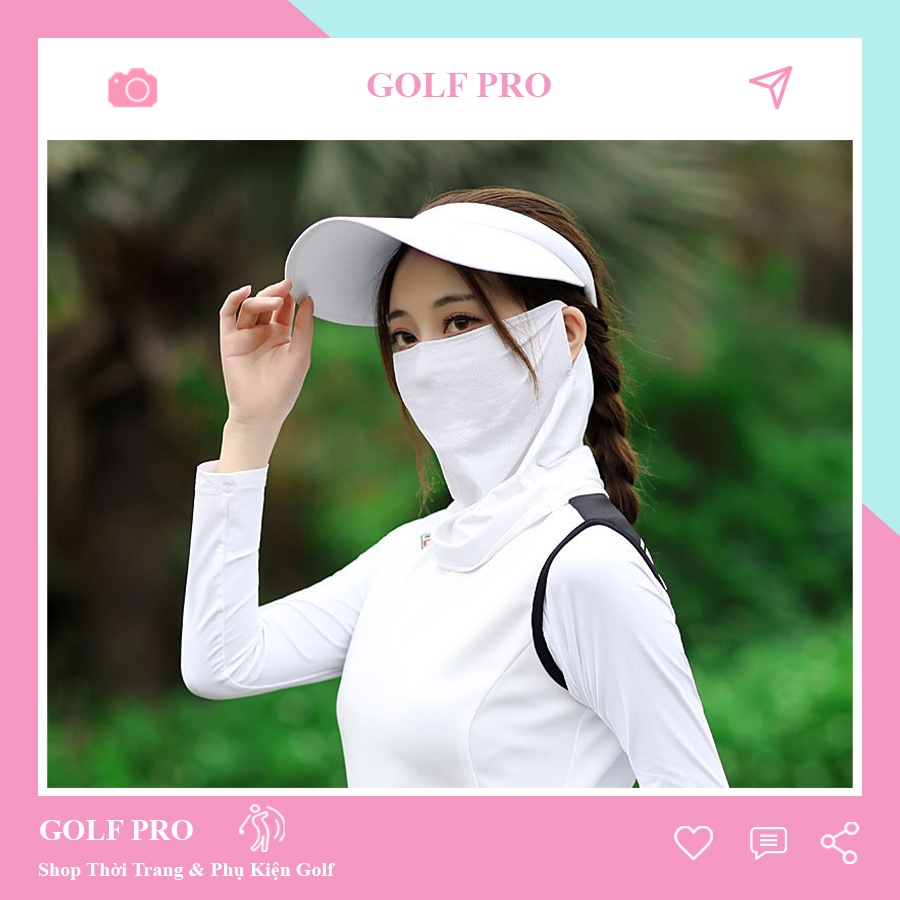 Khẩu trang golf nữ chống nắng tia UV PGM thời trang mềm mại thoáng khí thấm hút mồ hôi cực tốt KT003