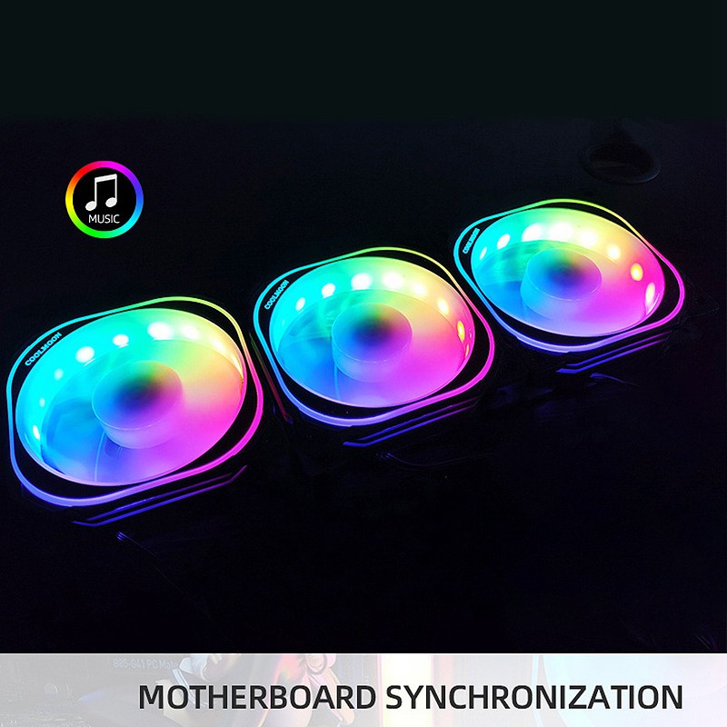 Coolmoon Bộ 3 Quạt Rgb 12cm Cho Cpu Máy Tính