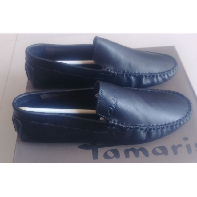 Giày lười Clarks đen da trơn (06)