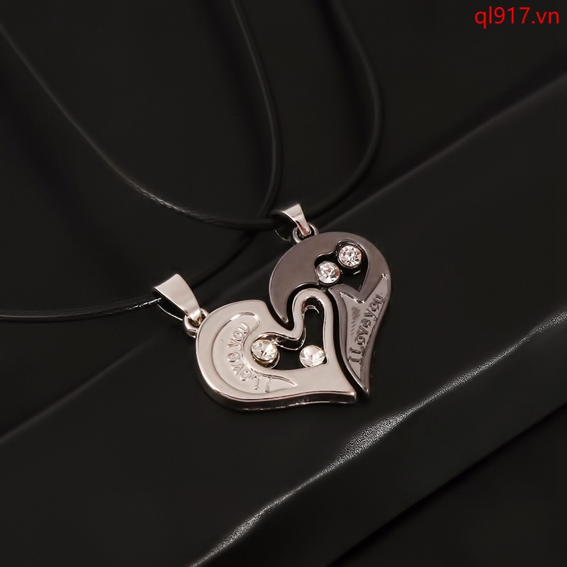 [ql917.vn]Cặp Vòng cổ thép titan mặt hình trái tim cho cặp đôi