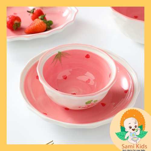 Bát sứ ăn dặm hoa quả đựng cháo cho bé, tô chén gốm sứ ăn cơm cho trẻ em SAMI KIDS