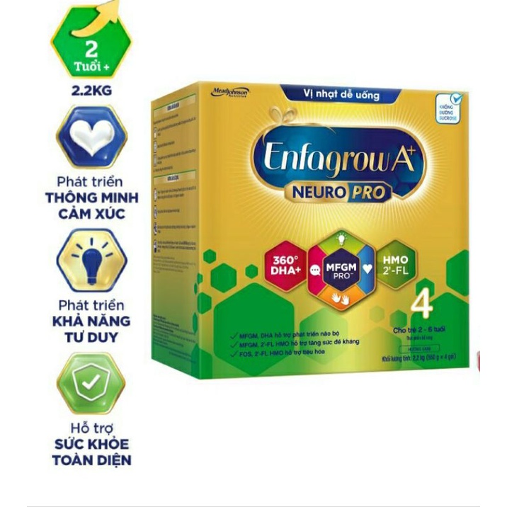 Sữa bột Enfagrow A+ 4 Vị nhạt hộp 3,3kg/2,2kg/1.7kg Vị nhạt