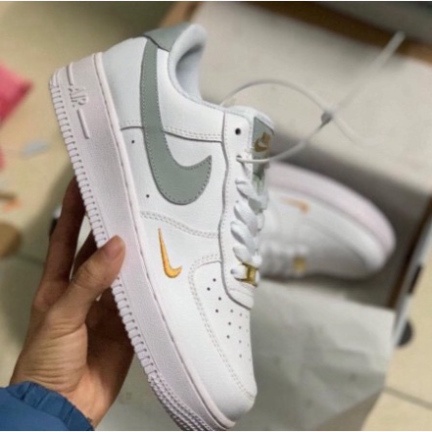 Giày thể thao air force 1 _nike vệt xám logo thêu vàng , Giày sneaker AF1 Hàng Đẹp Full Box Bill