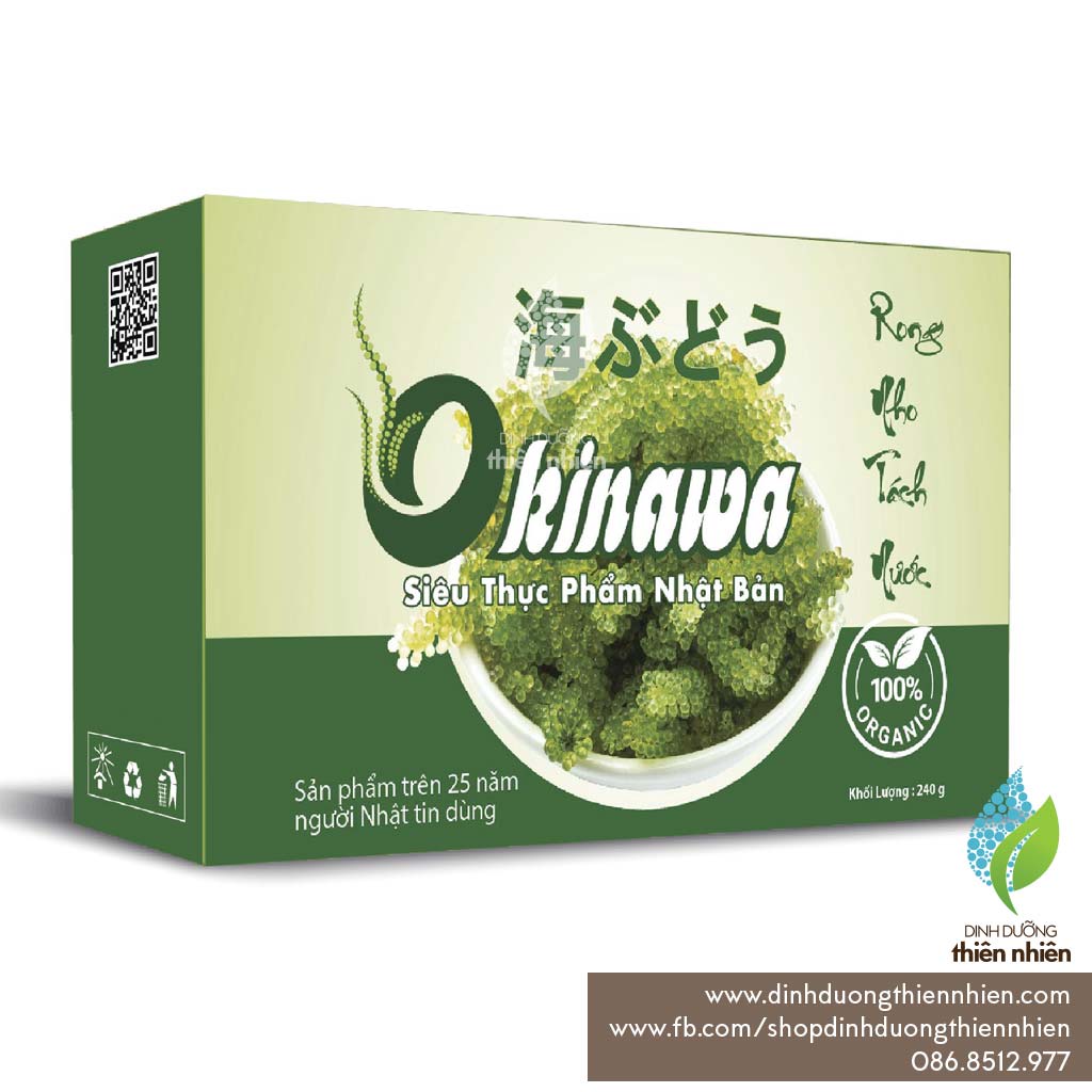 Rong Nho Tách Nước Okinawa Sea Grapes - Siêu Thực Phẩm Nhật Bản, Hộp 240g, 100g, Sốt Mè Rang