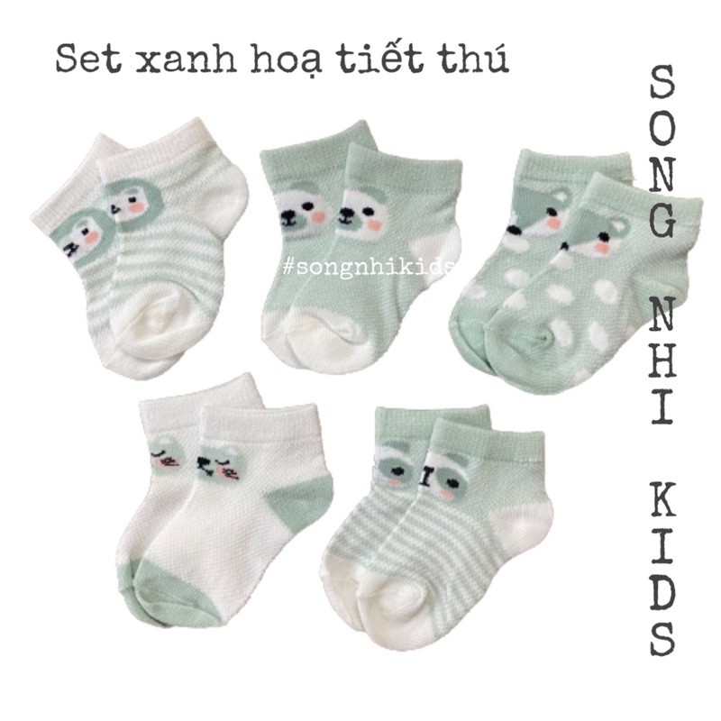 SET 5 TẤT COTTON CO GIÃN TRẺ SƠ SINH 0-9 THÁNG TUỔI (MÀU CỰC DỄ THƯƠNG)