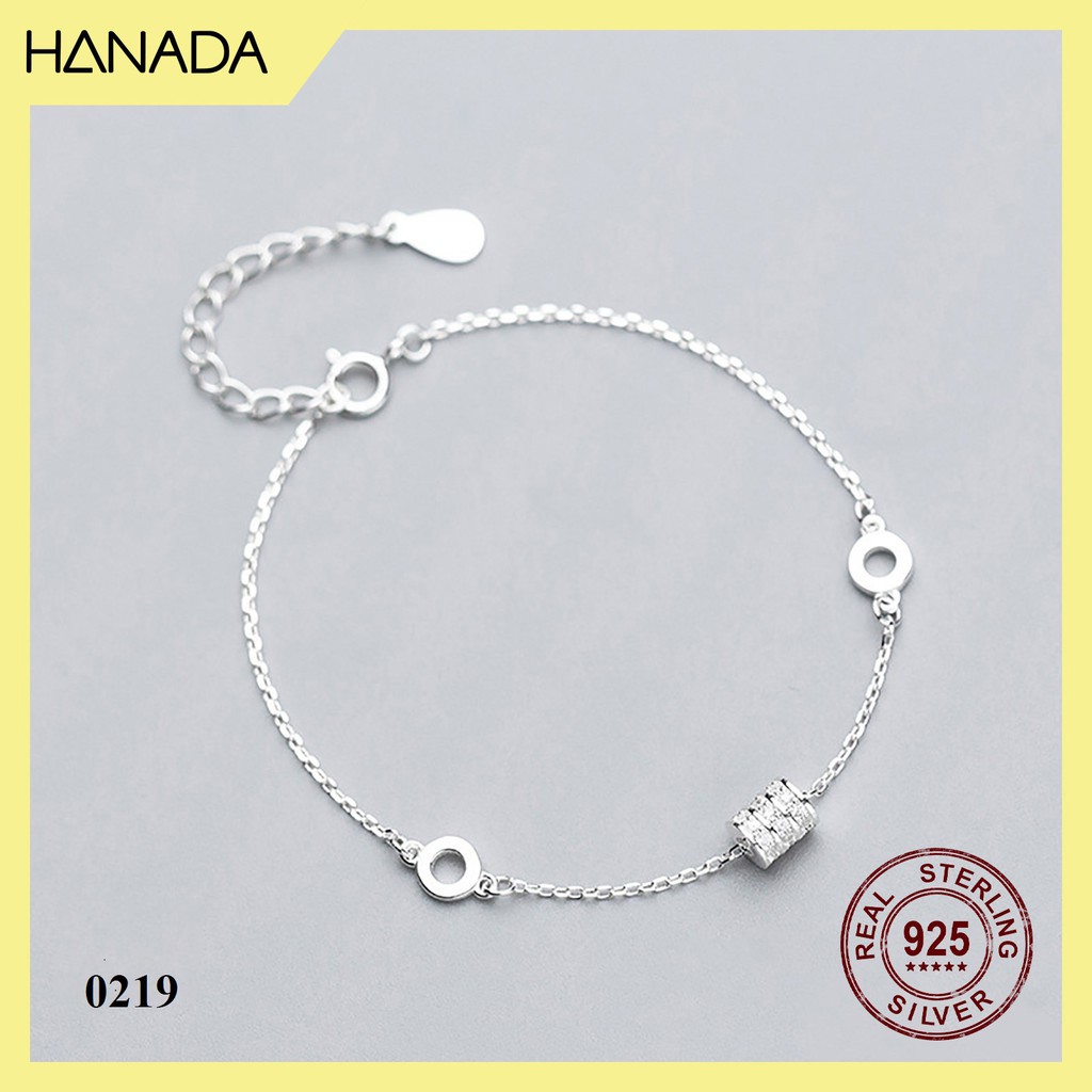Lắc Tay Bạc 925 Cao Cấp Hanada Phụ Kiện Thời Trang Vòng Tay Nữ Đá Đơn Giản