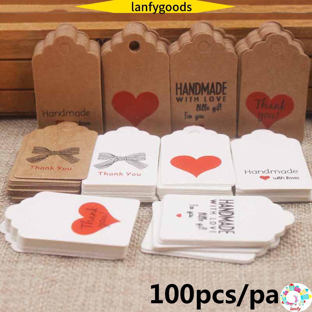💮Lanfy💮 Set 100 thẻ tag giấy trang trí gói quà