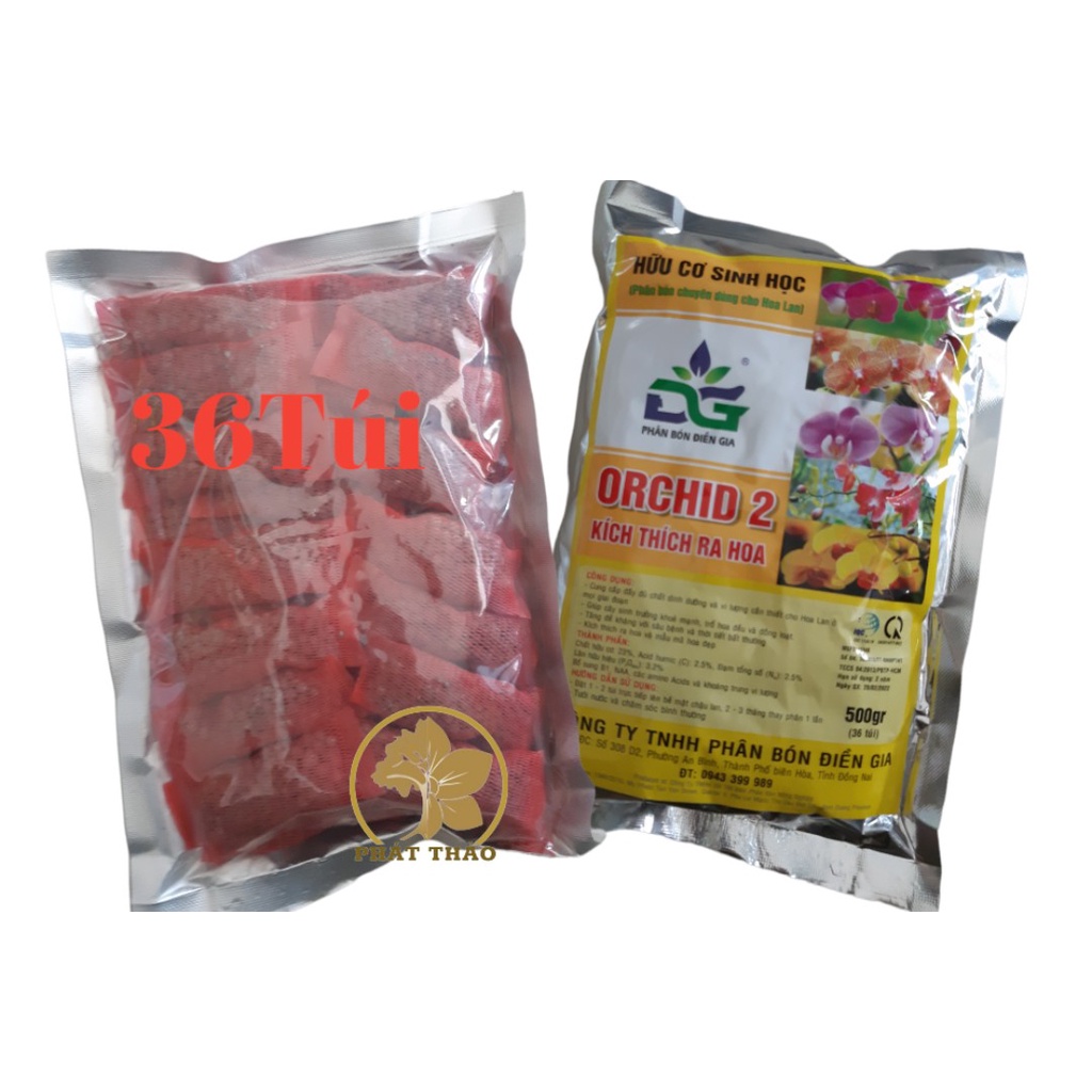 Phân hữu cơ cho hoa lan ORCHID 2 - Điền Gia 500gr/gói giai đoạn kích ra hoa 36túi