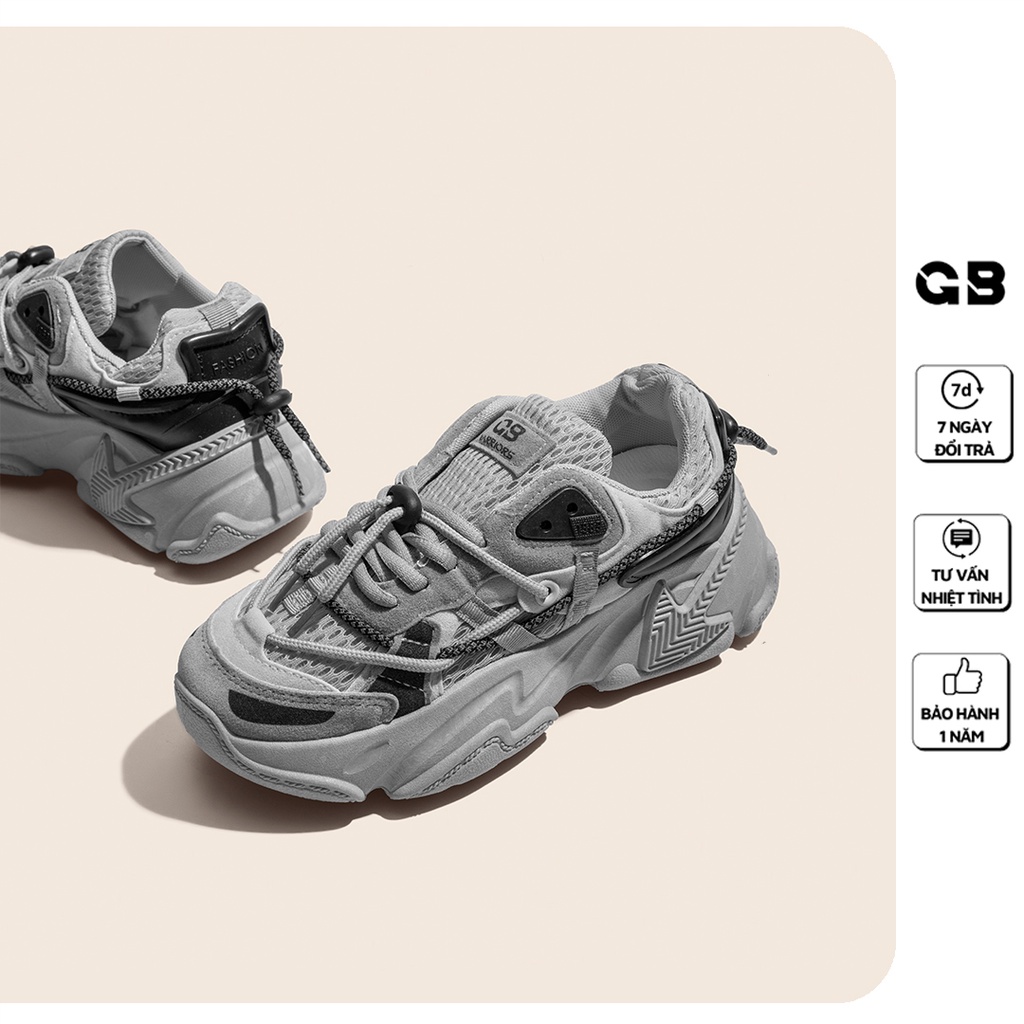 Giày Thể Thao Nữ Độn Đế Giày BOM Sneaker Tăng Chiều Cao Màu Đen Trắng Xám Phong Cách Ulzzang giayBOM GB Warriors B1062