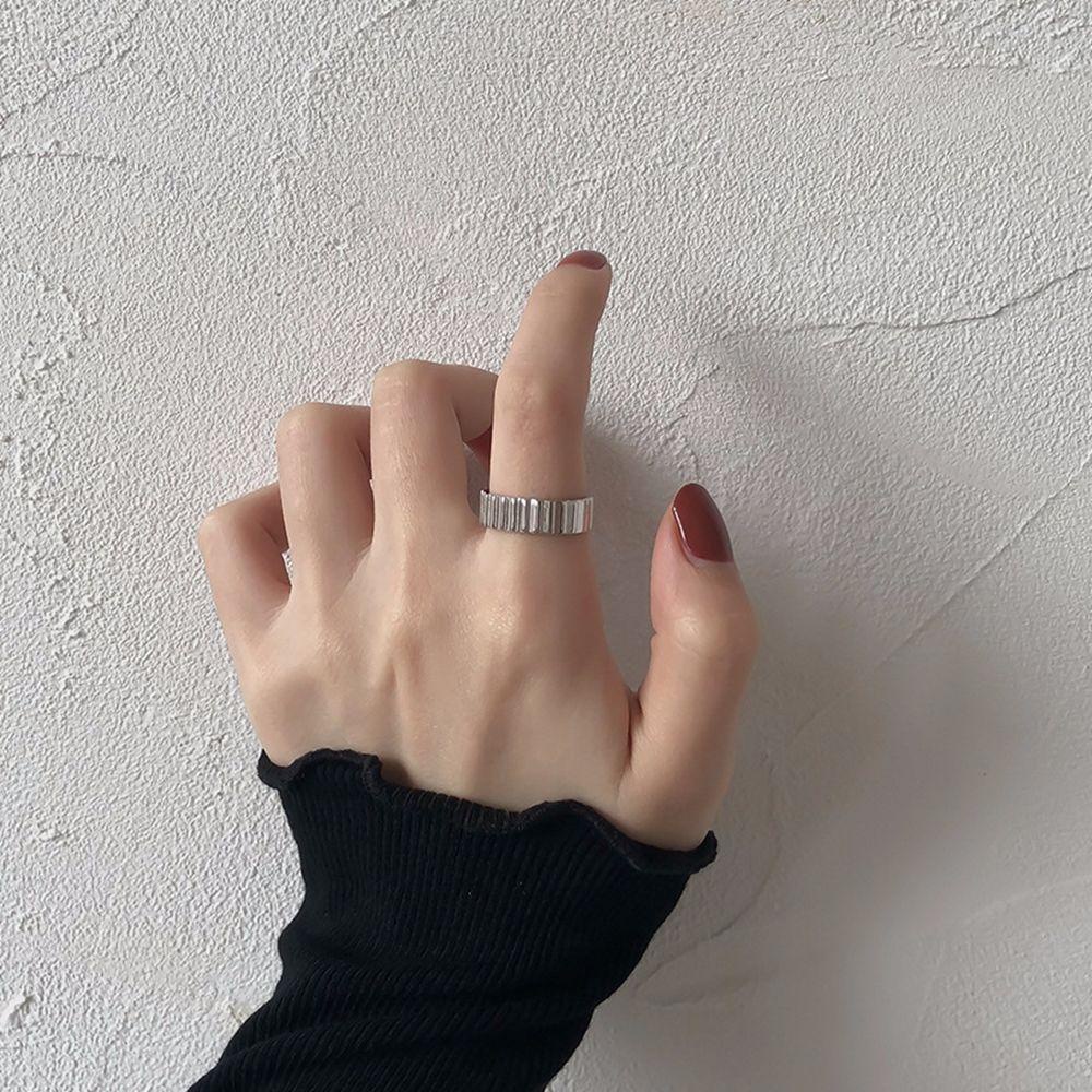 Nhẫn Hở Mạ Bạc Hình Bánh Răng Phong Cách Retro Cho Cặp Đôi