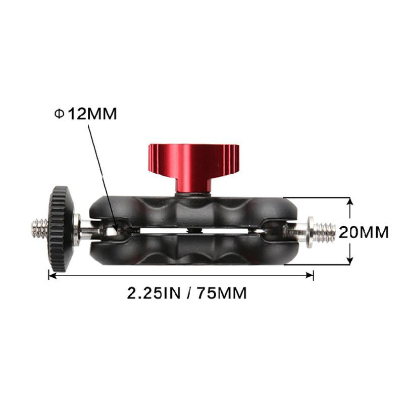 Đầu bi cầu kép có tay xoay 1/4&quot; với vít GPS cầm tay màn hình cho Video LCD DV camera DSLR