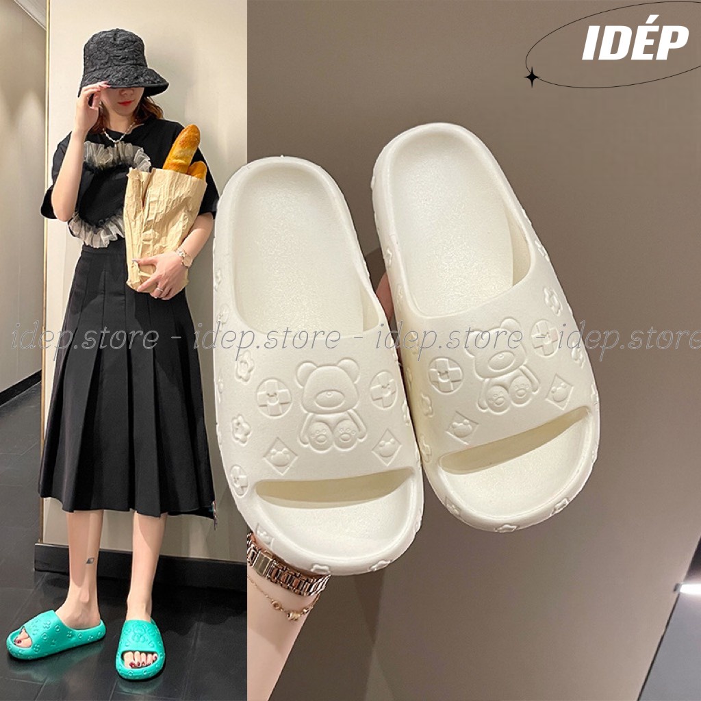 Dép Bánh Mì Nữ Quai Ngang In Dập Nổi Đế Dày Chất EVA Siêu Nhẹ Thời Trang Mùa Hè 2023 - iDép DL268
