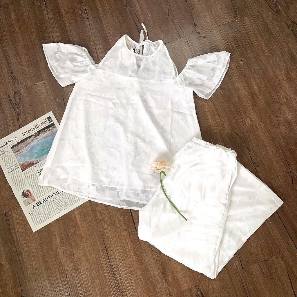 Set bầu Maya chất tơ mềm họa tiết hoa siêu sang chảnh cho chị em diện đi làm by LAMME