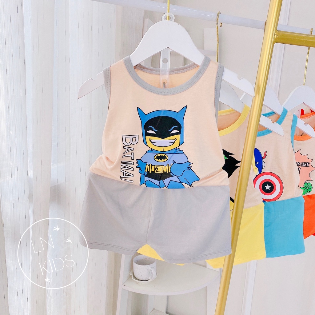 Bộ quần áo ba lỗ cho bé trai hình siêu nhân vui nhộn chất thun lạnh thoáng mát mesocshop