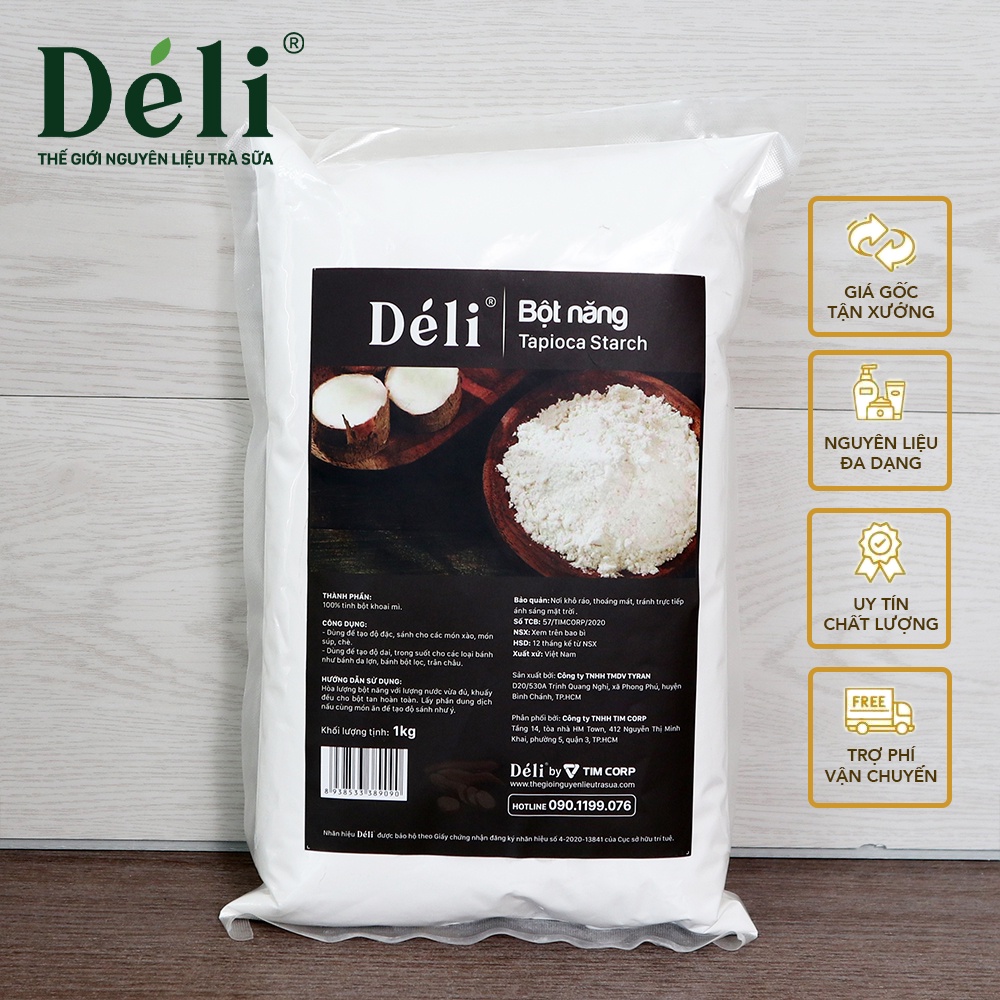 Bột Năng 1kg + Đường Đen 1kg [COMBO SIÊU TIẾT KIỆM] Nguyên liệu làm bánh, làm topping trà sữa - HSD: 12 tháng.