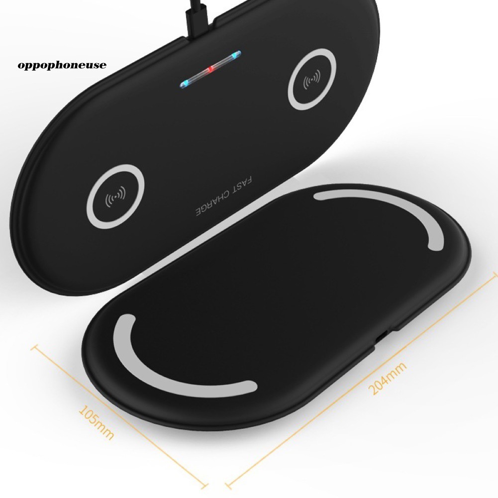 【OPHE】2 in 1 Qi Wireless Charger Mobile Phone Fast Charging Pad Dock Stand Cradle