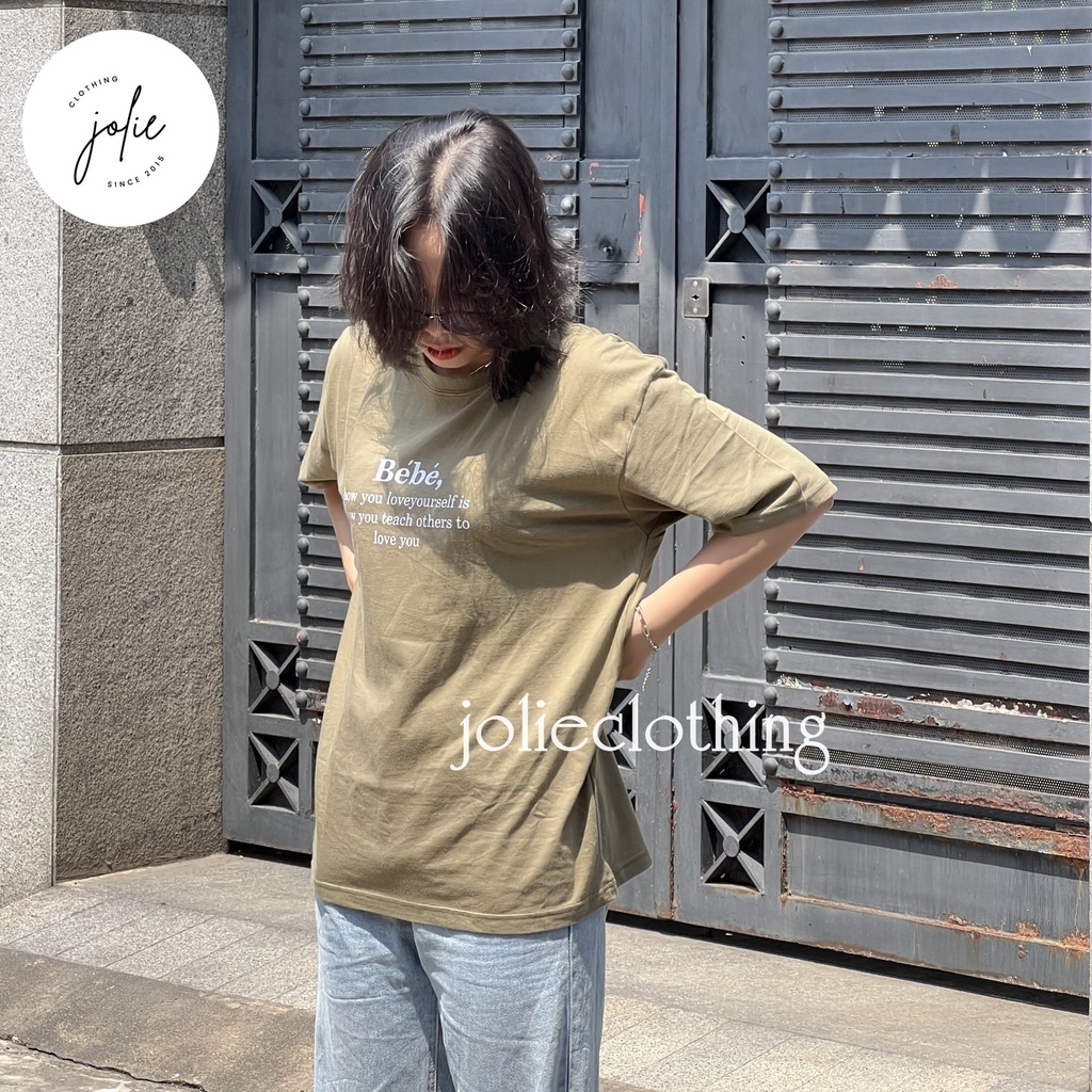 Áo thun tay lỡ, Áo phông nữ form rộng dáng Unisex/Ulzzang mặc lẻ cặp nhóm hoạ tiết in chữ Bébé, chất cotton 100%