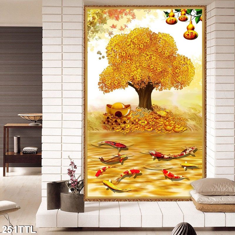 Tranh treo tường - Tranh Laminate tráng gương Cây Kim Tiền 03 - Bộ 1 tấm